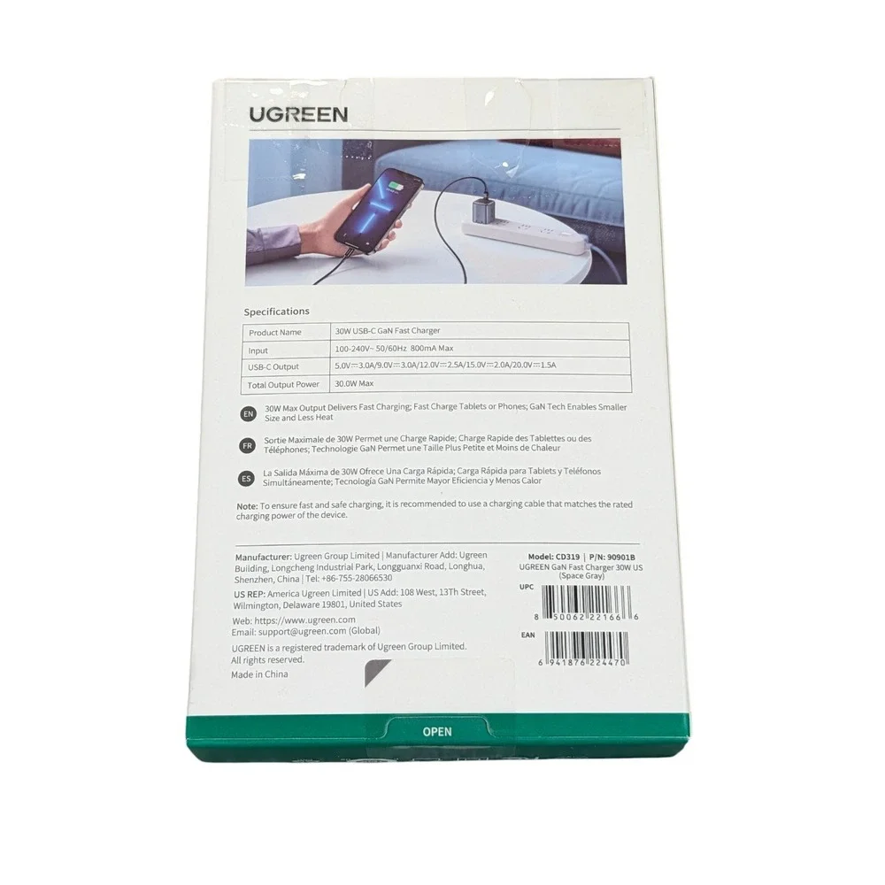 Cc6O UGREEN - Nexode 30W USB-C Charger, Compact‎ Foldable GaN Fast Charger Gray